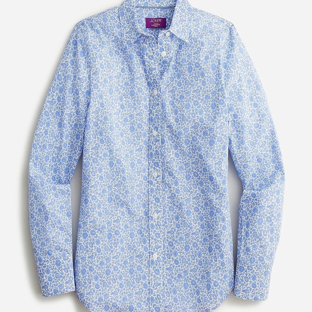J.Crew Slim-fit Shirt Women 00 Blue Liberty D'Anjo Coast Floral BP539